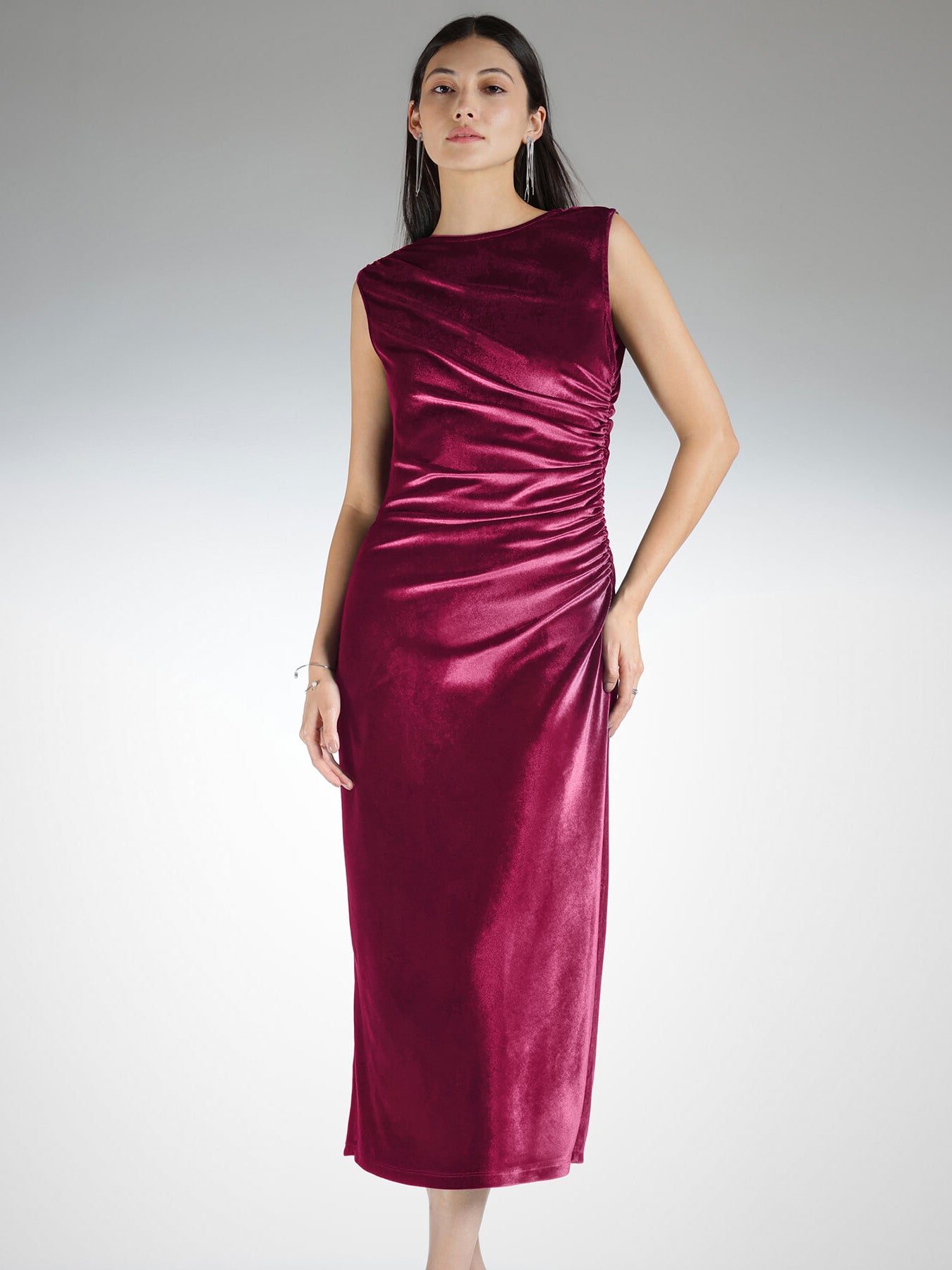 Velvet Bodycon Dress - Red