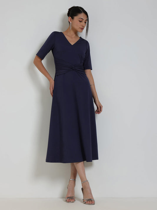 Fit & Flare Midi Dress - Blue