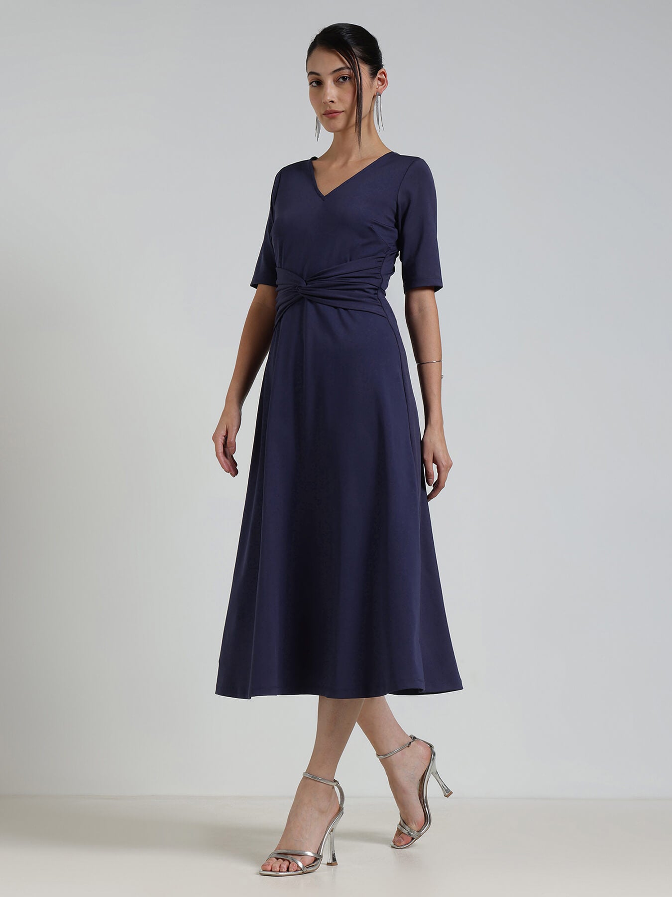 Fit & Flare Midi Dress - Blue