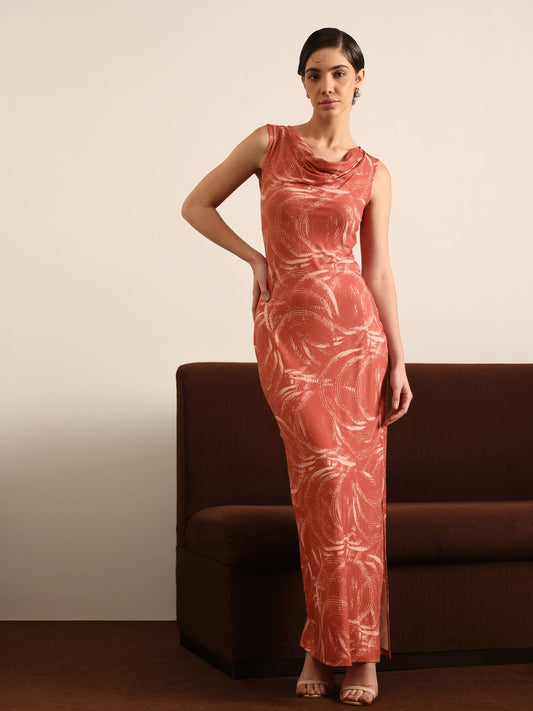 Bodycon Maxi Dress - Rust