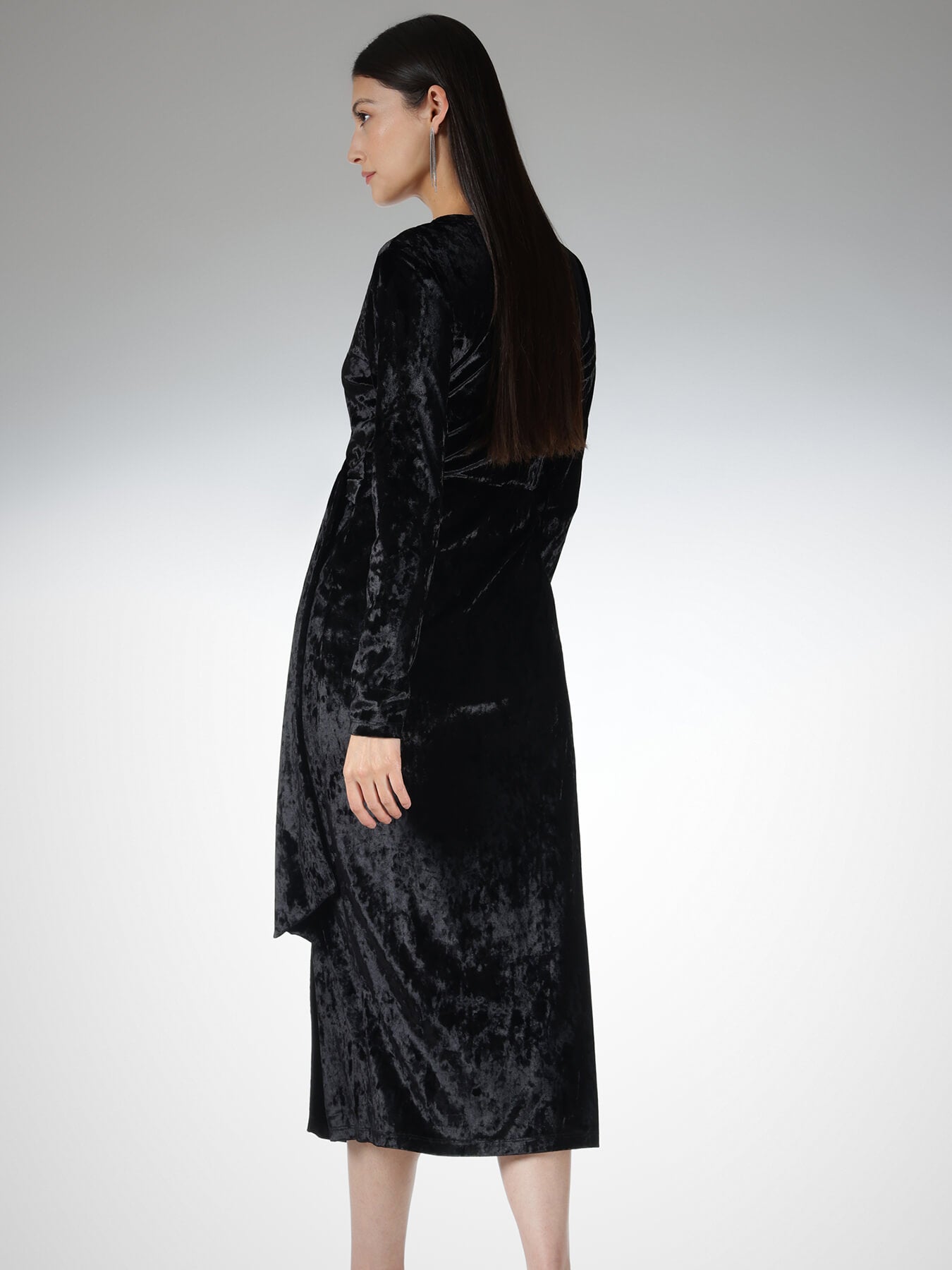 Velvet Wrap Dress - Black