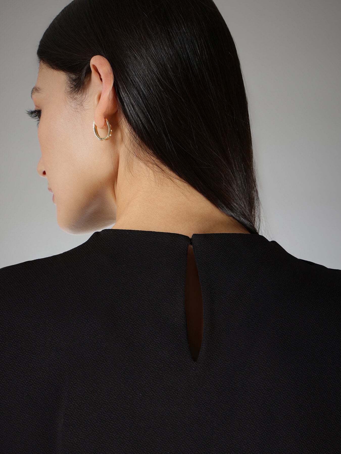 High Cowl Neck Shift Dress - Black