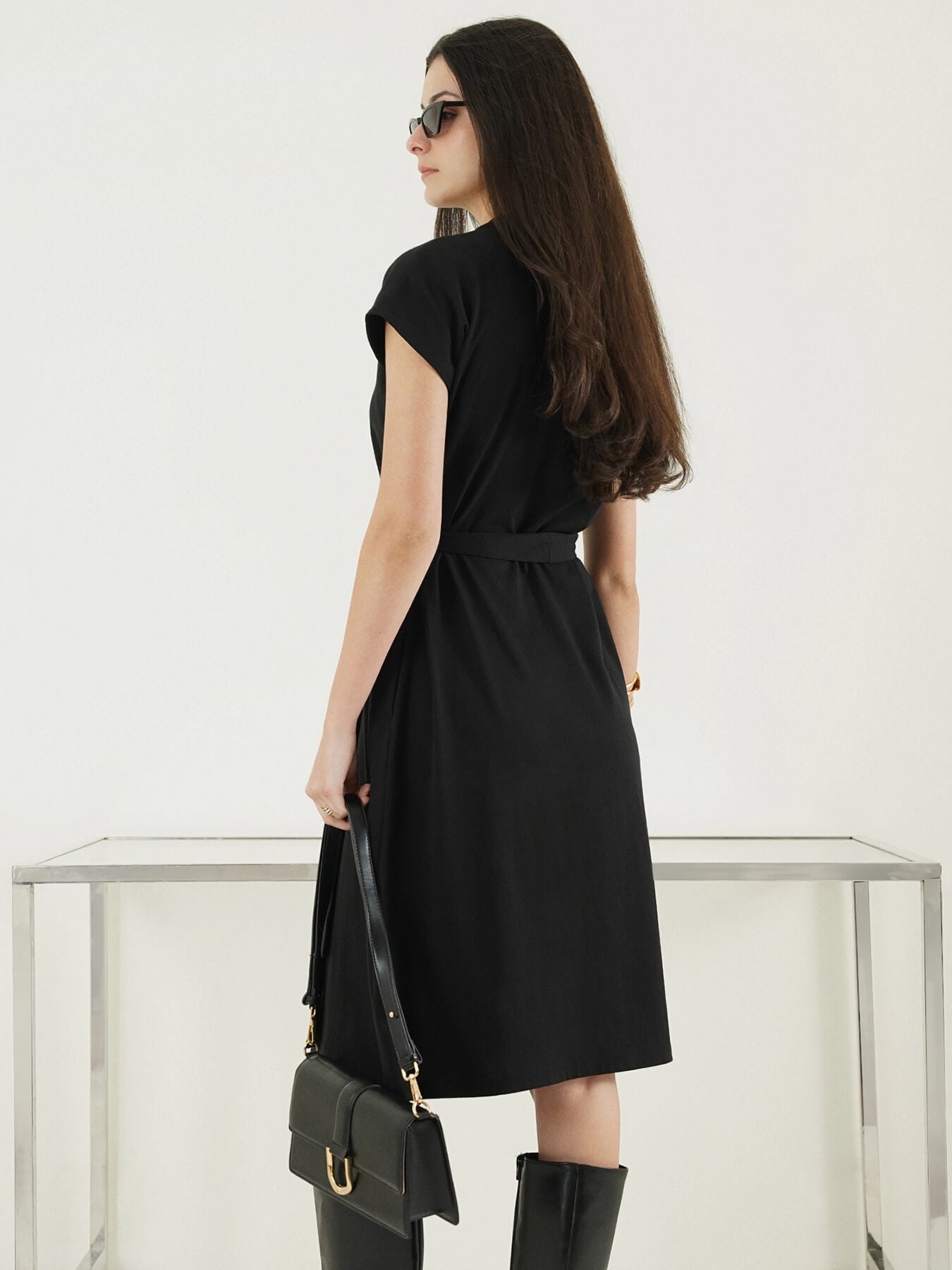 Pure Cotton A-Line Dress - Black