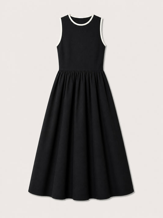 Pure Cotton Fit and Flare Dress - Black