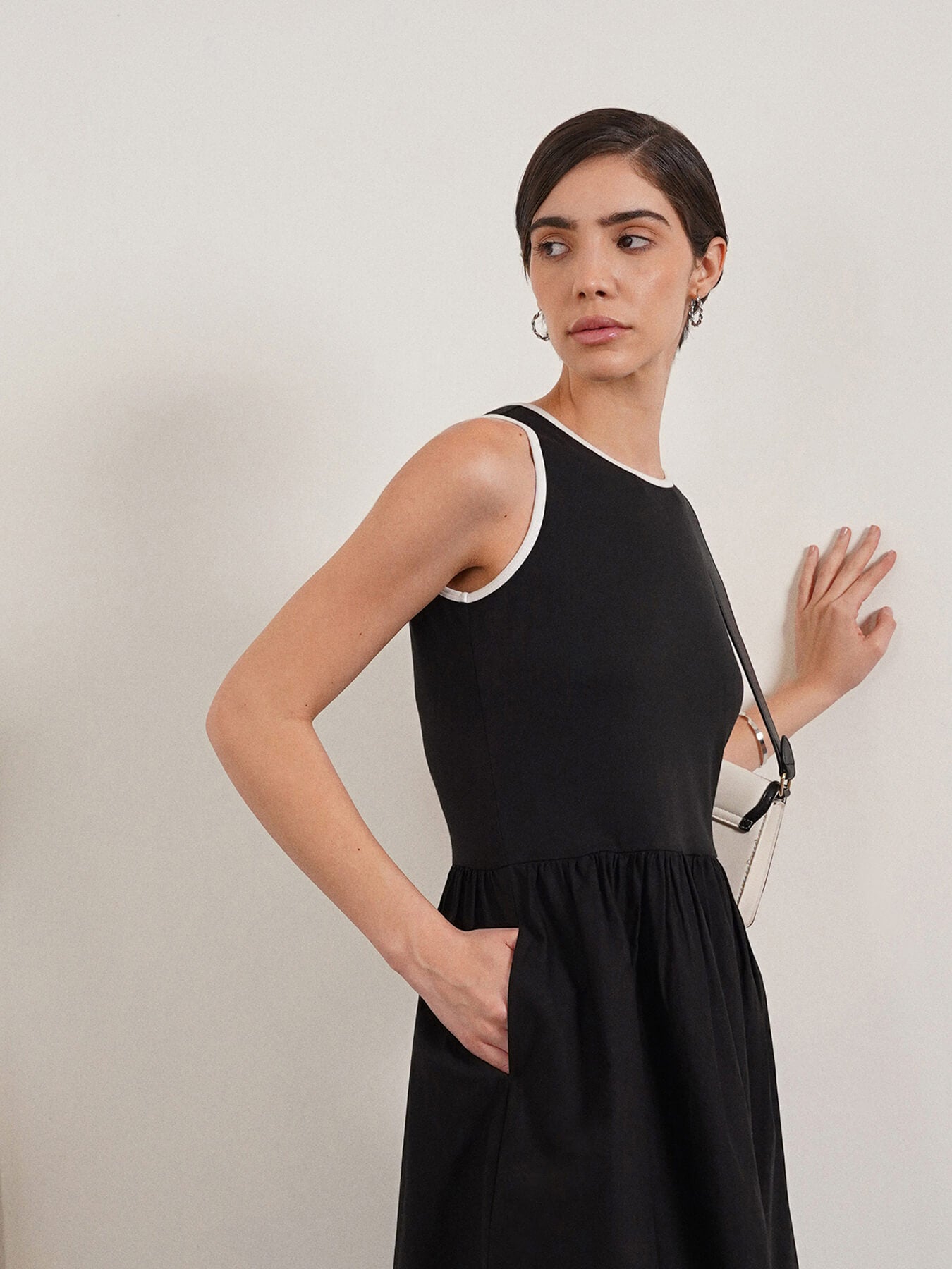Pure Cotton Fit and Flare Dress - Black