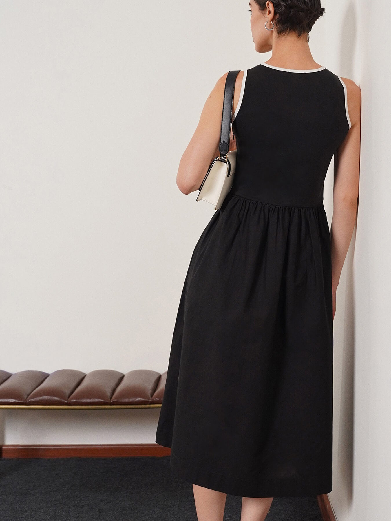 Pure Cotton Fit and Flare Dress - Black