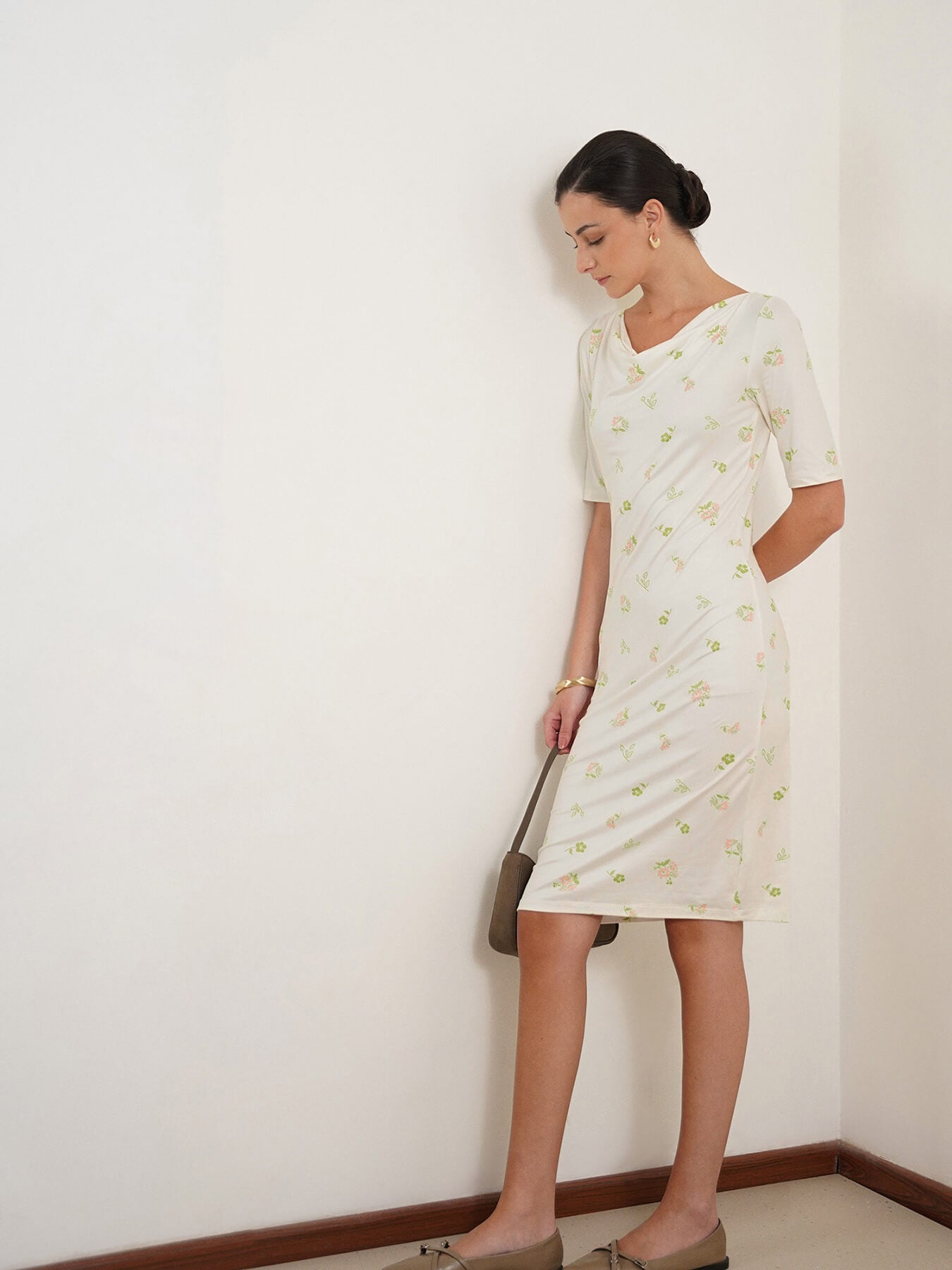 Floral Bodycon Dress - Off White