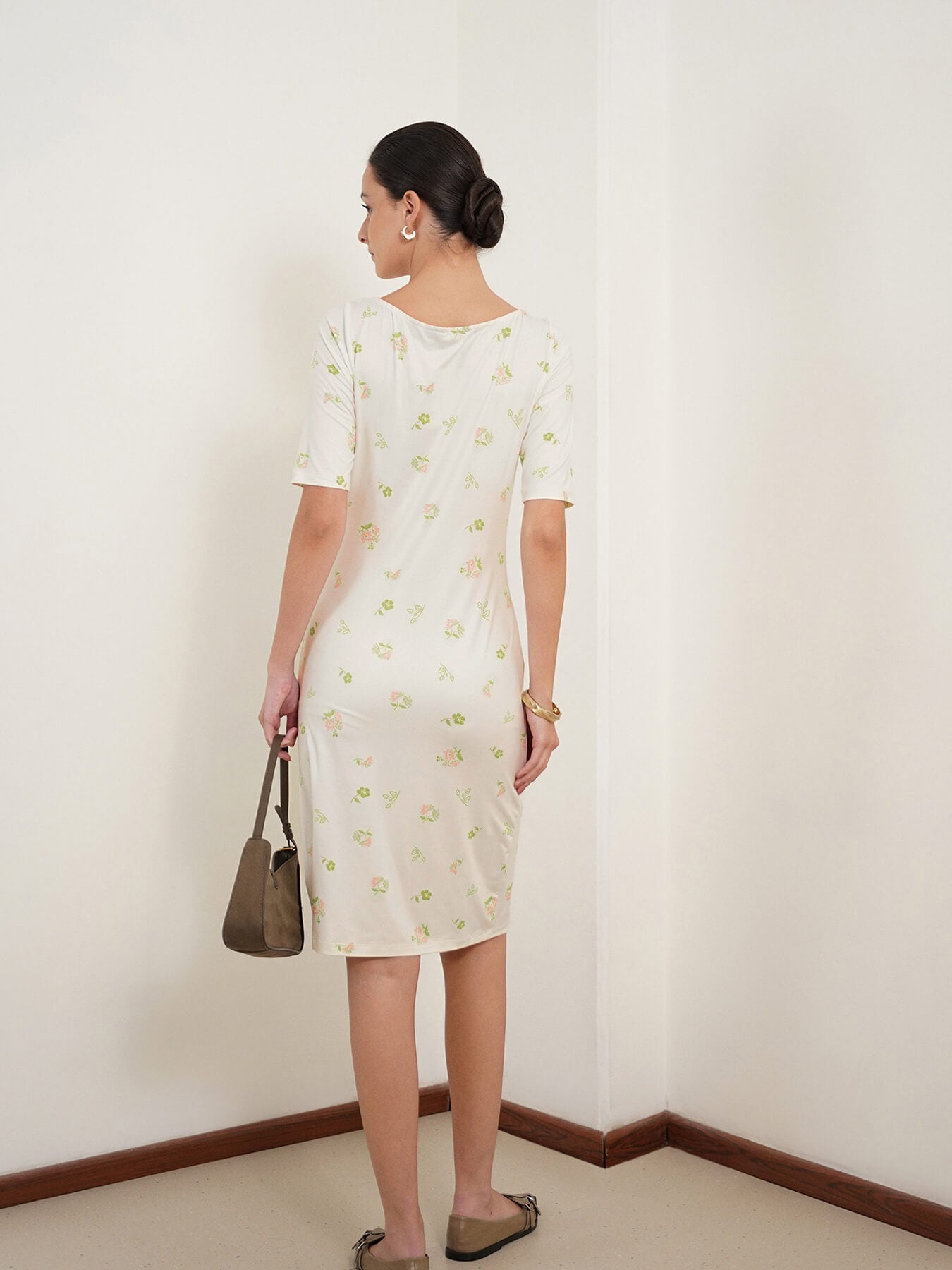 Floral Bodycon Dress - Off White