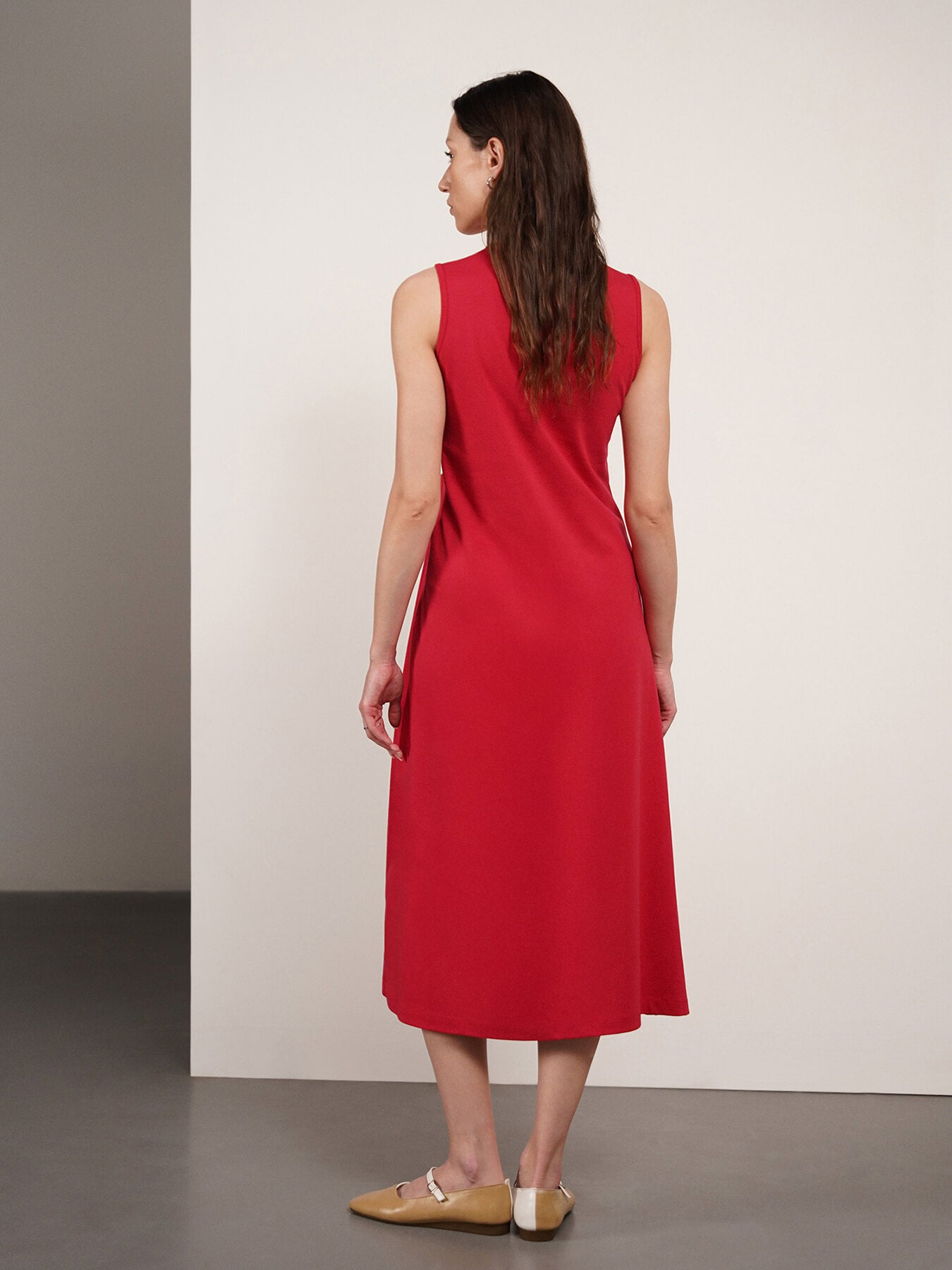 Pure Cotton A-Line Dress - Red