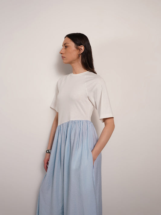 Cotton Waistdrop Fit And Flare Dress - White
