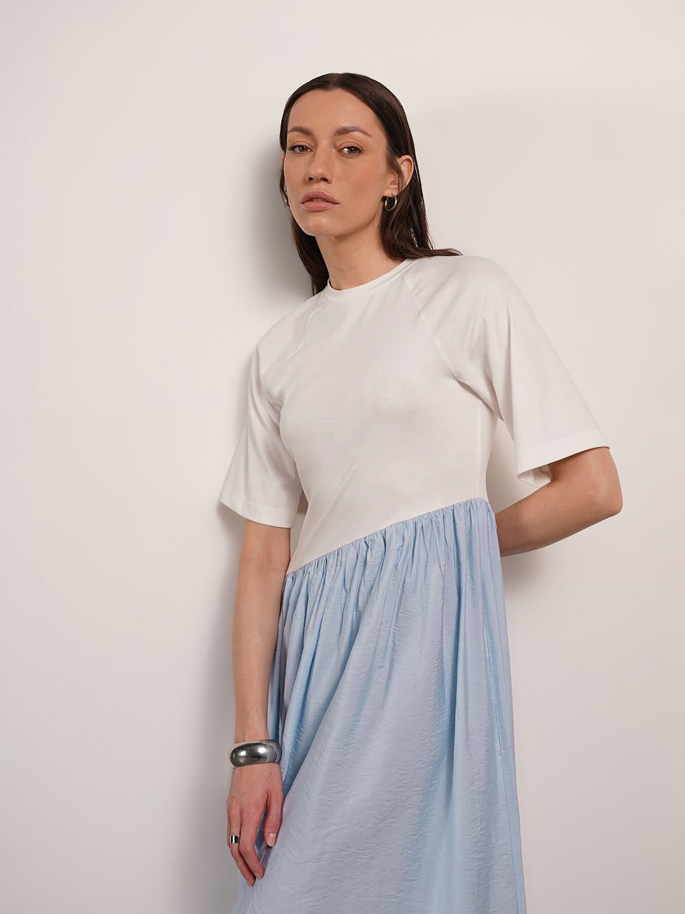 Cotton Waistdrop Fit And Flare Dress - White