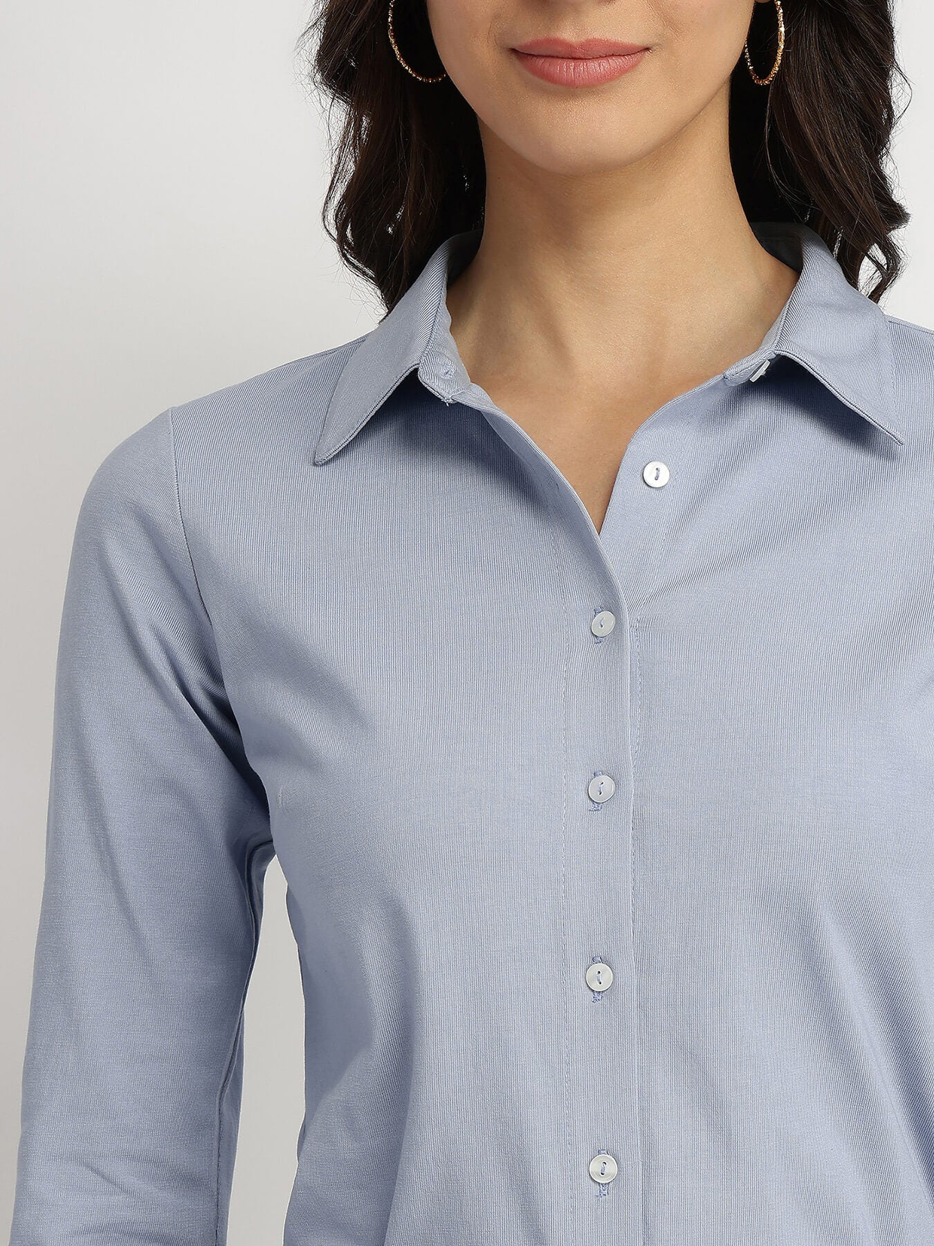 Cotton Knit Shirt - Blue
