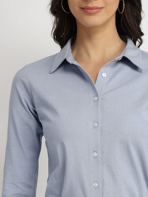 Cotton Knit Shirt - Blue
