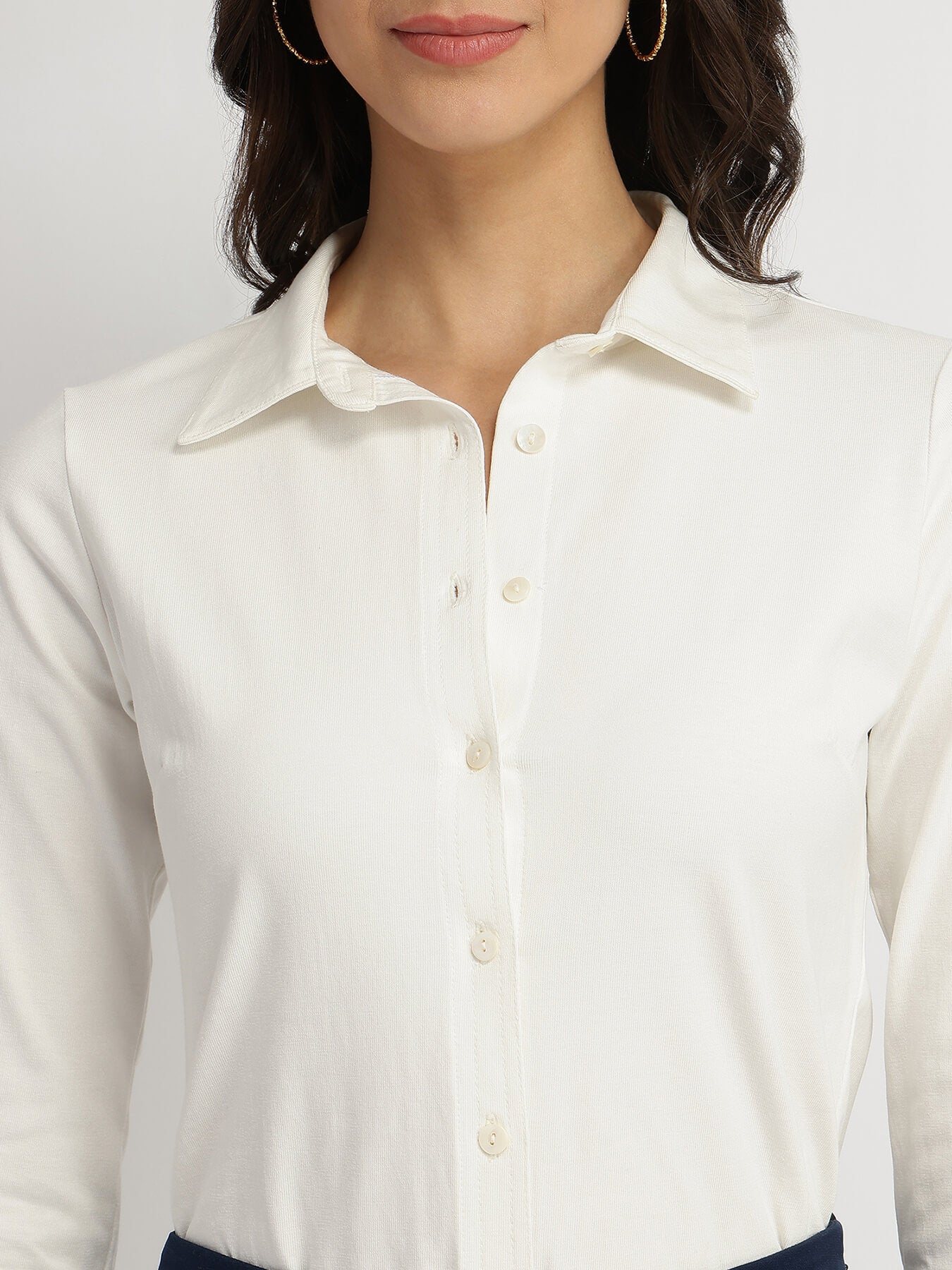 Cotton Knit Shirt - White
