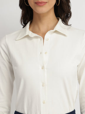 Cotton Knit Shirt - White