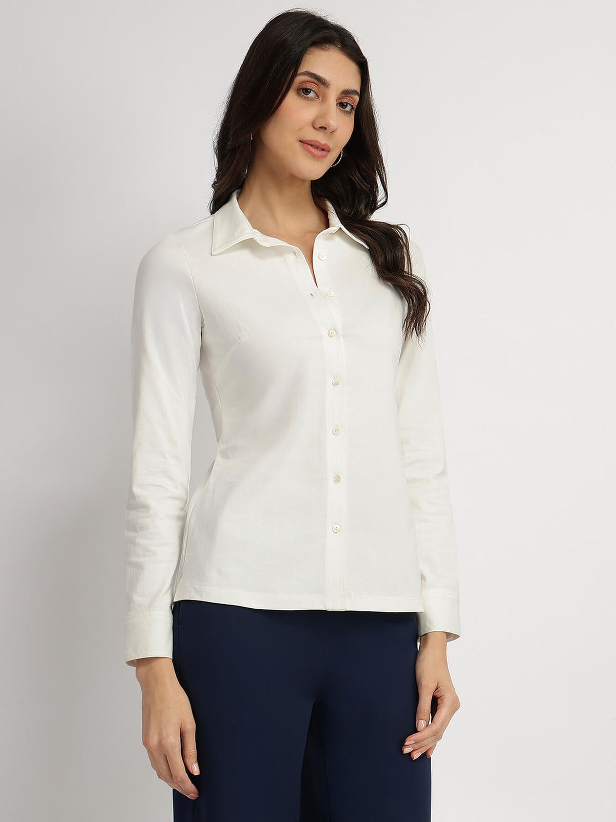 Cotton Knit Shirt - White