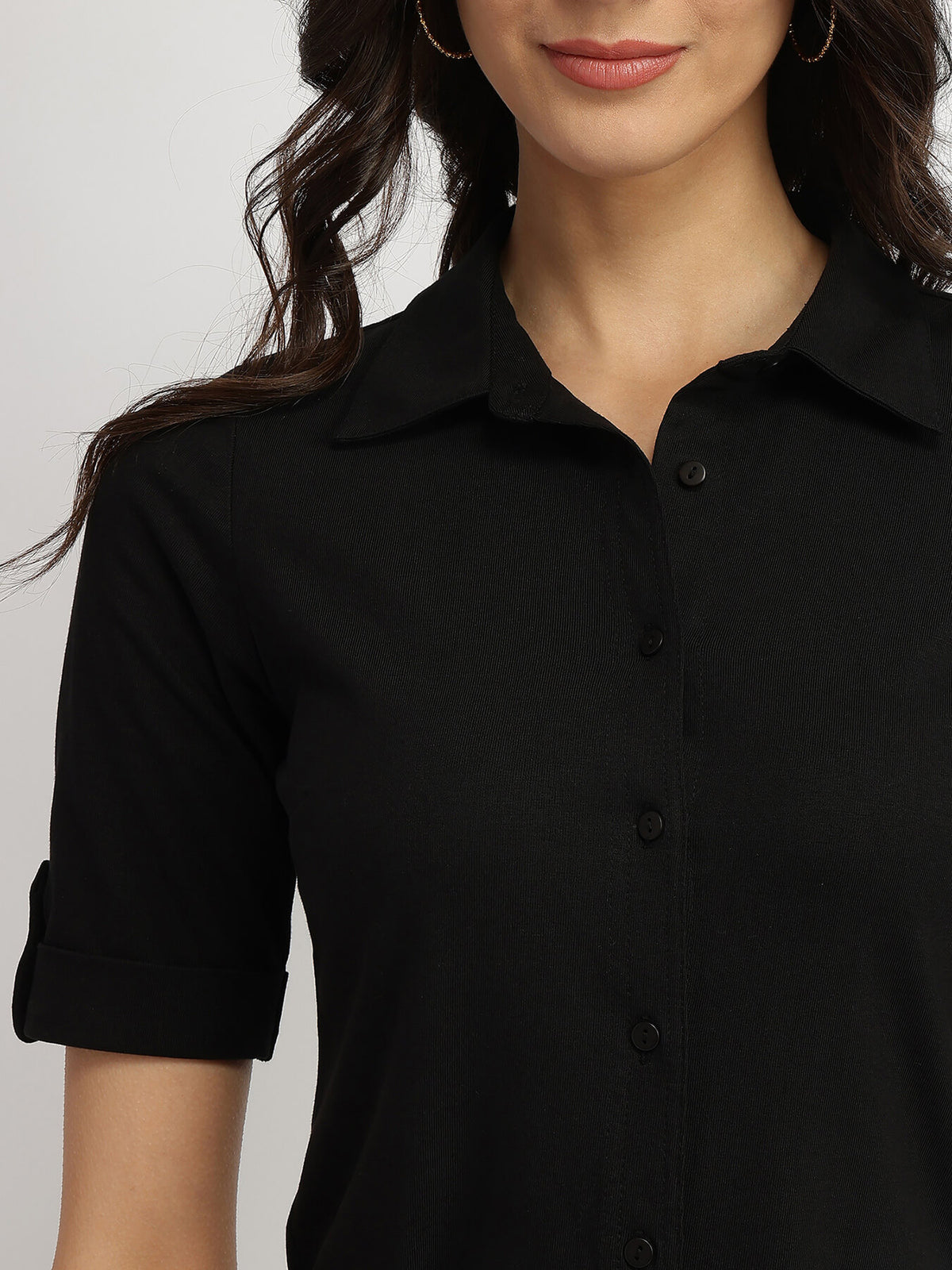 Cotton Knit Shirt - Black