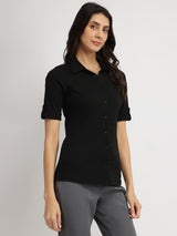 Cotton Knit Shirt - Black