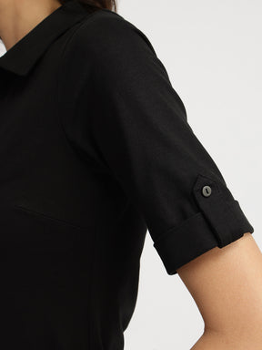 Cotton Knit Shirt - Black