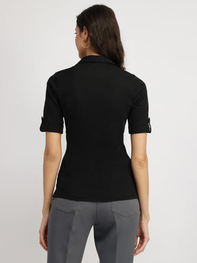 Cotton Knit Shirt - Black