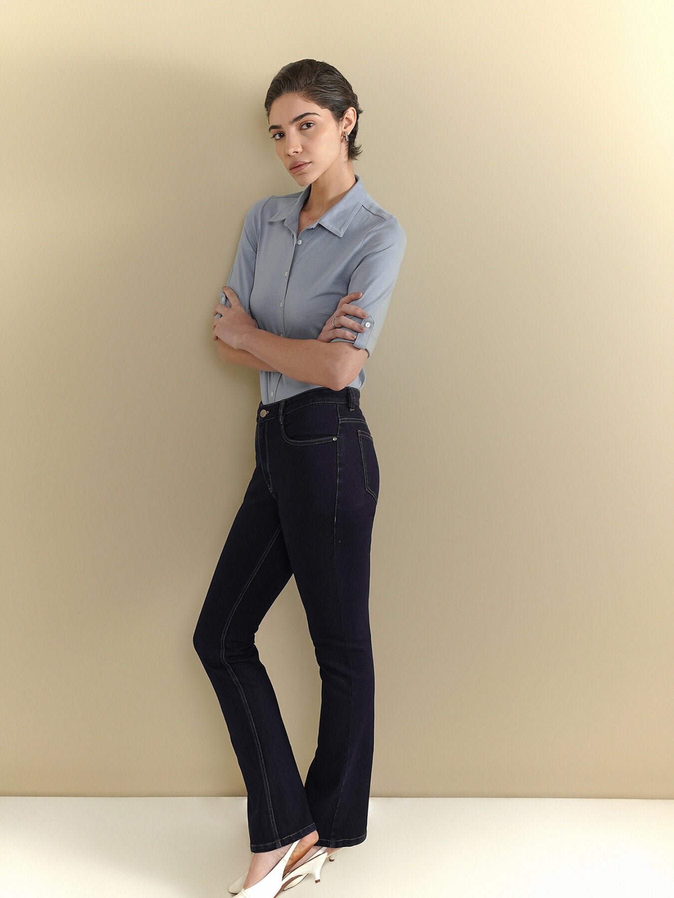 Cotton Knit Shirt - Blue