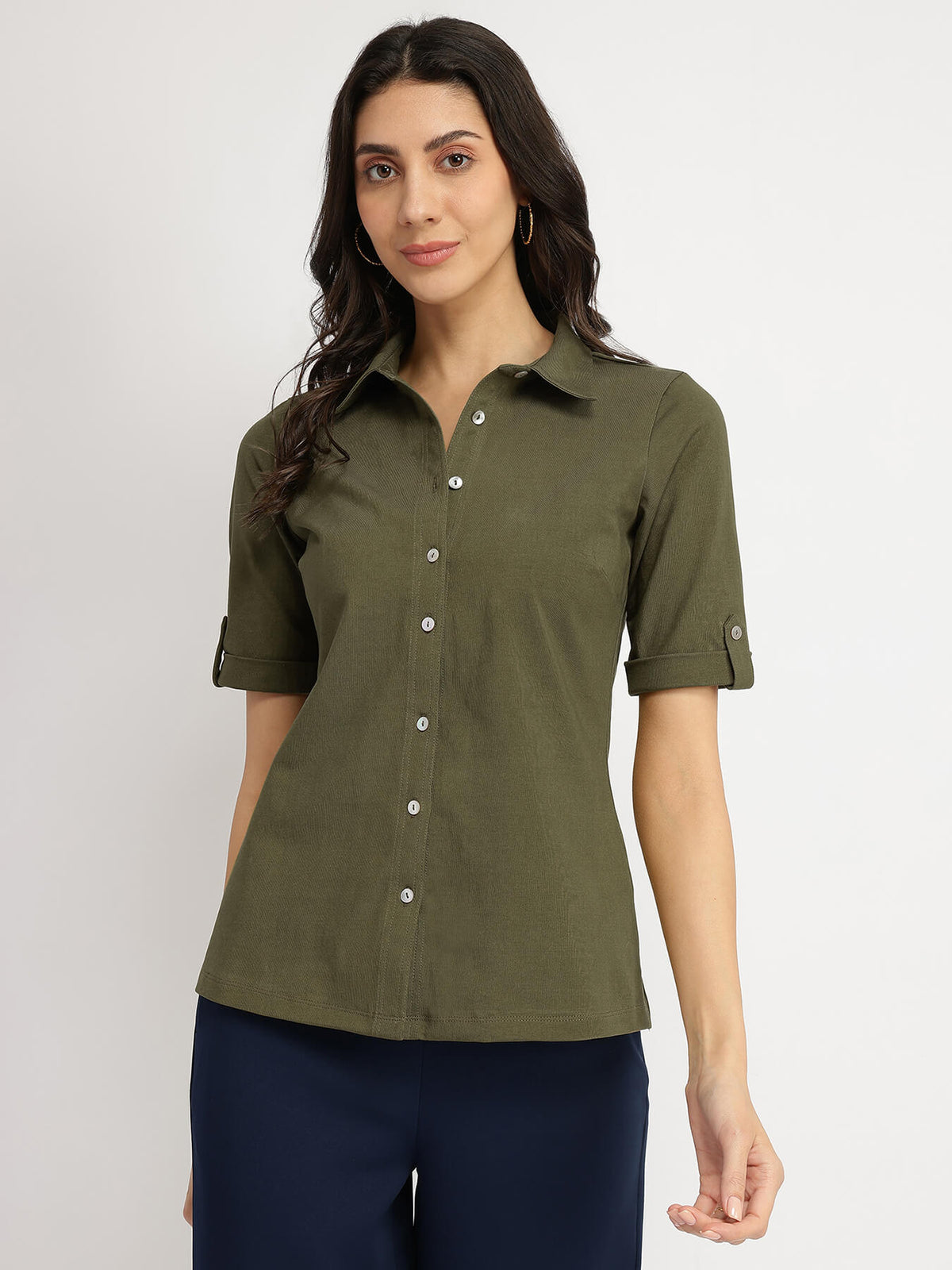 Cotton Knit Shirt - Olive