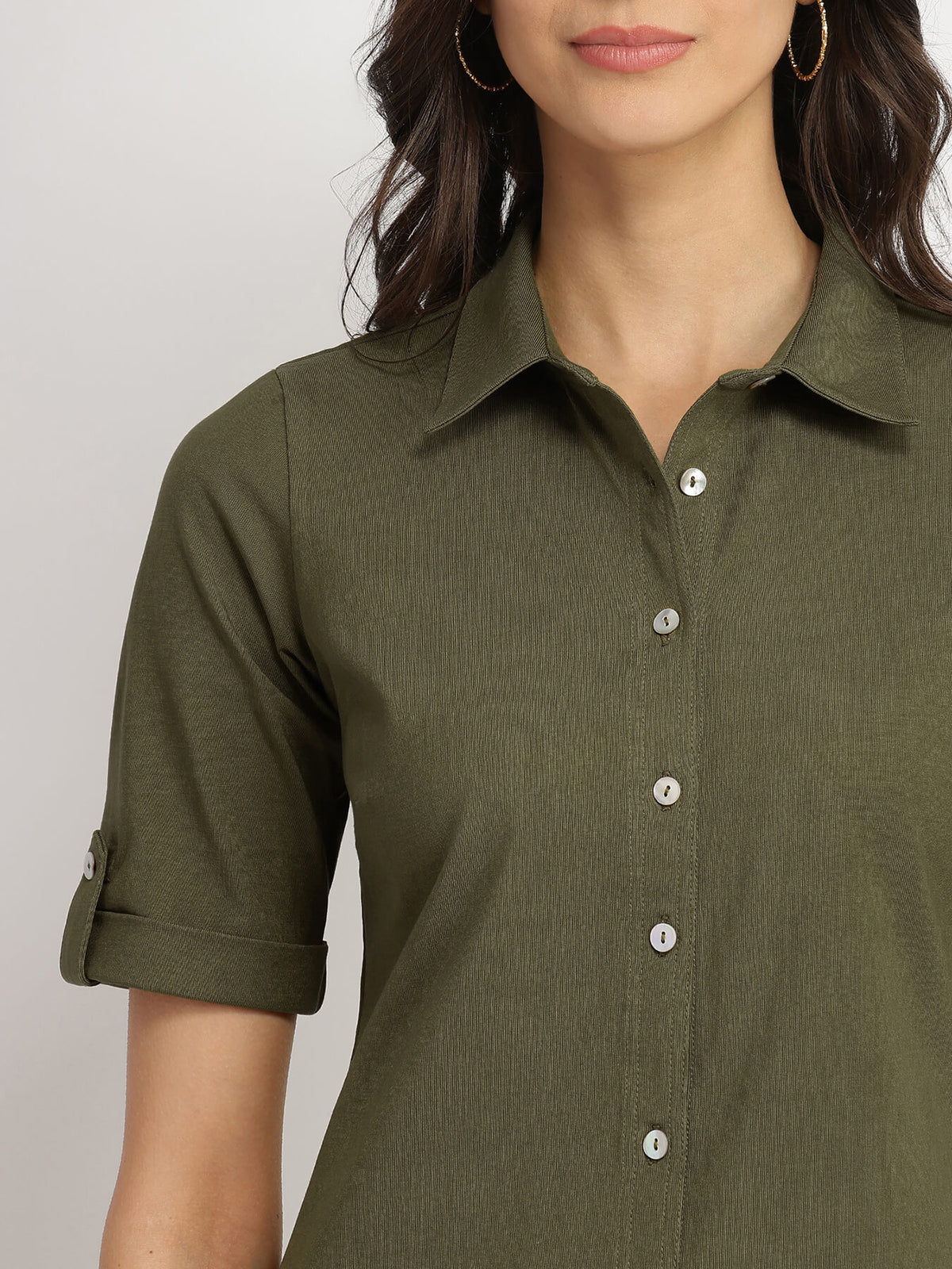 Cotton Knit Shirt - Olive