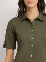Cotton Knit Shirt - Olive