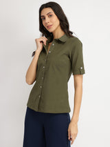Cotton Knit Shirt - Olive
