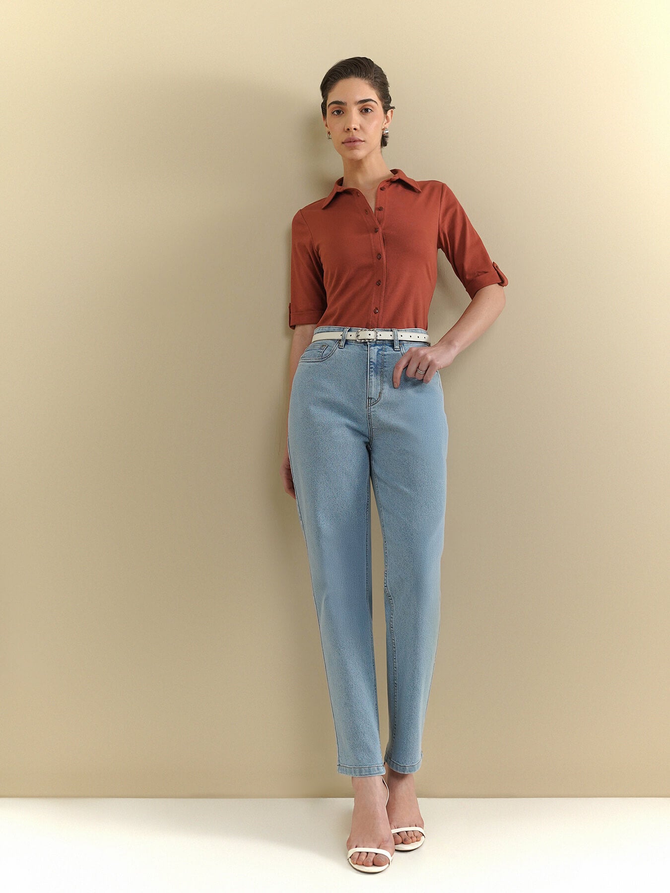 Cotton Knit Shirt - Rust