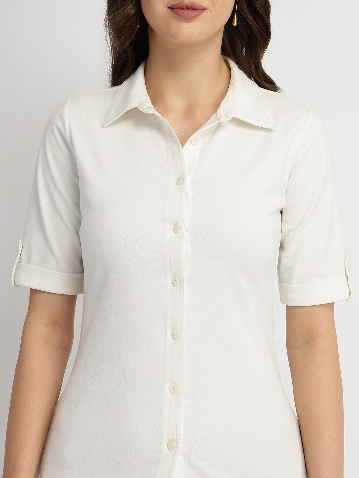 Cotton Knit Shirt - White