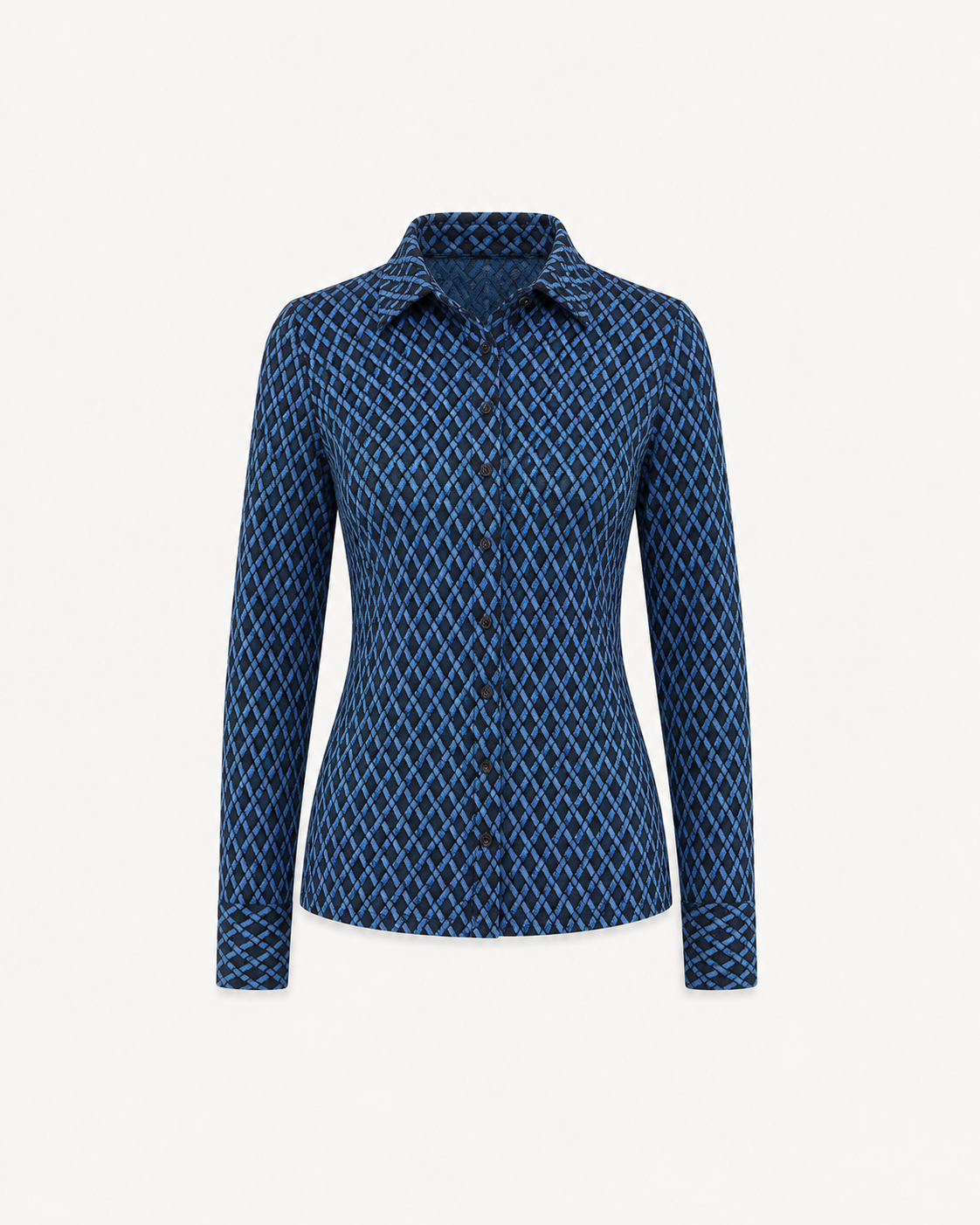 Geometric Print Knit Shirt - Blue