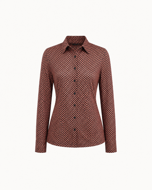 Geometric Print Knit Shirt - Dusty Pink