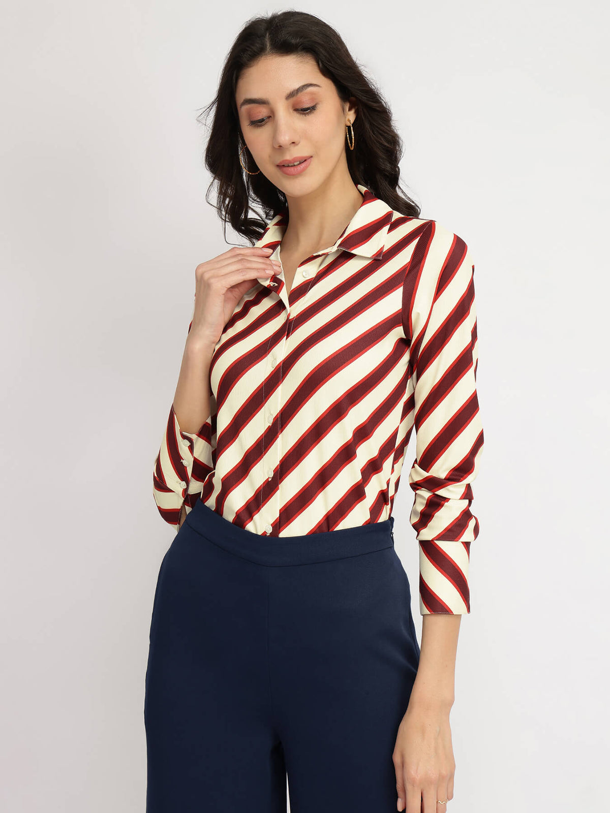 Striped Knit Shirt - Red