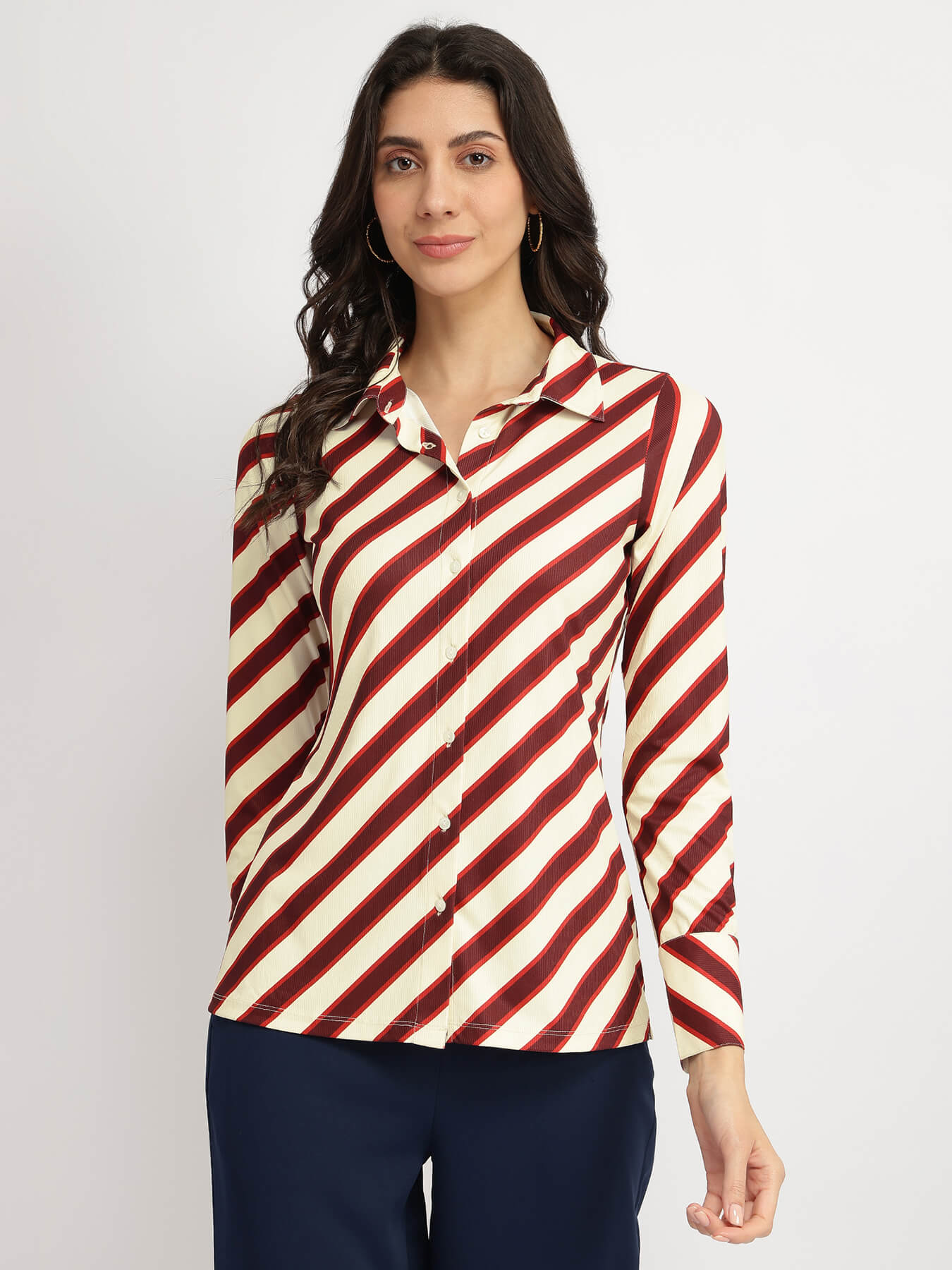 Striped Knit Shirt - Red