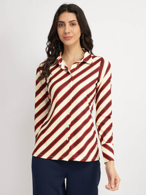 Striped Knit Shirt - Red