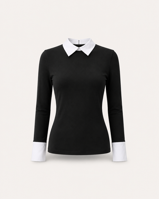 Cotton Collar Style Shirt - Black