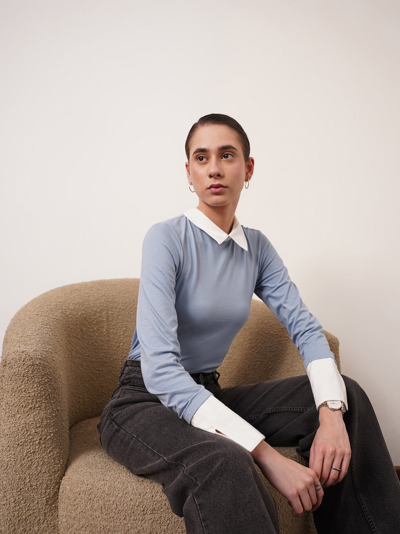 Cotton Collar Style Shirt - Blue