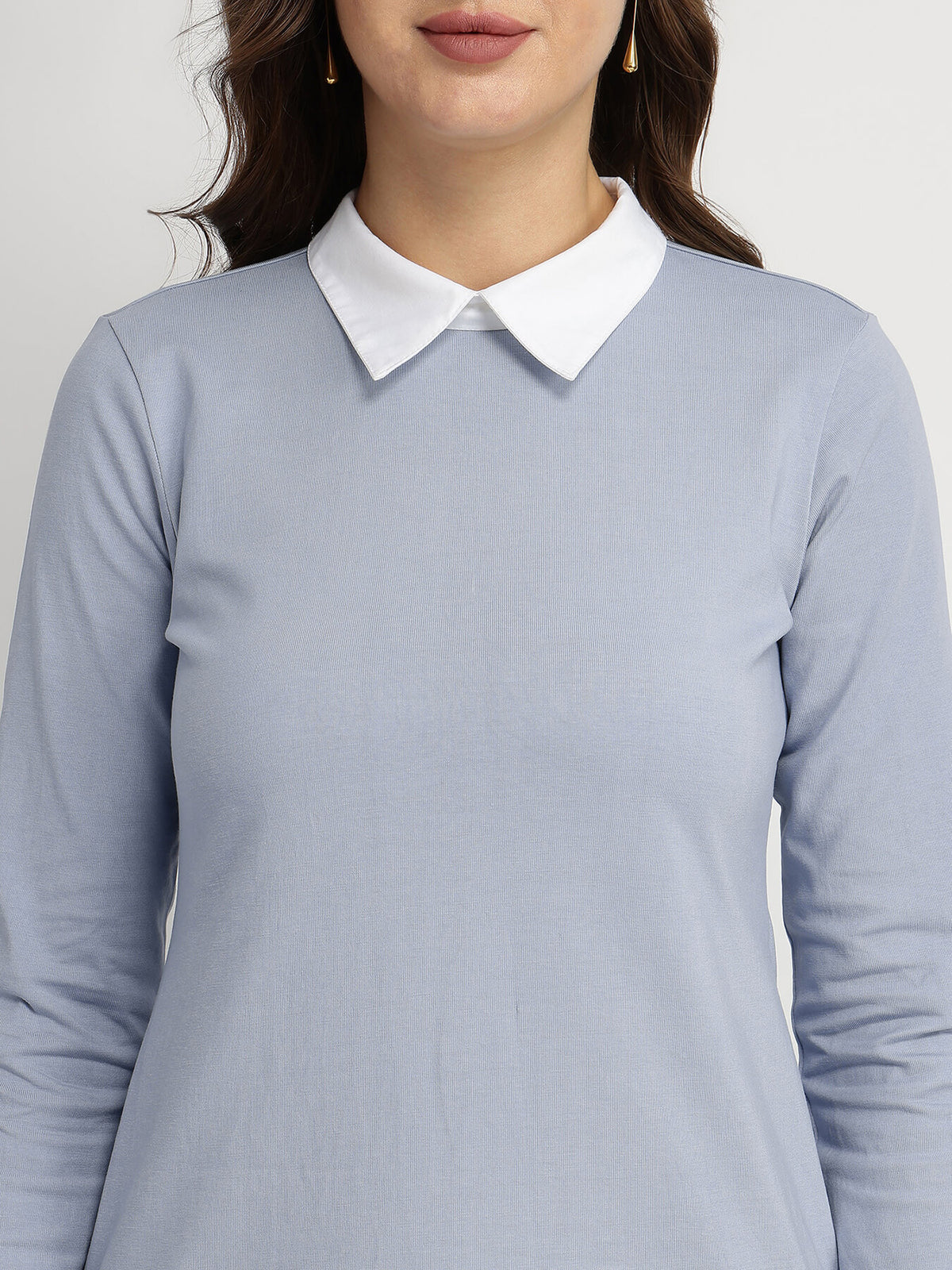 Cotton Collar Style Shirt - Blue
