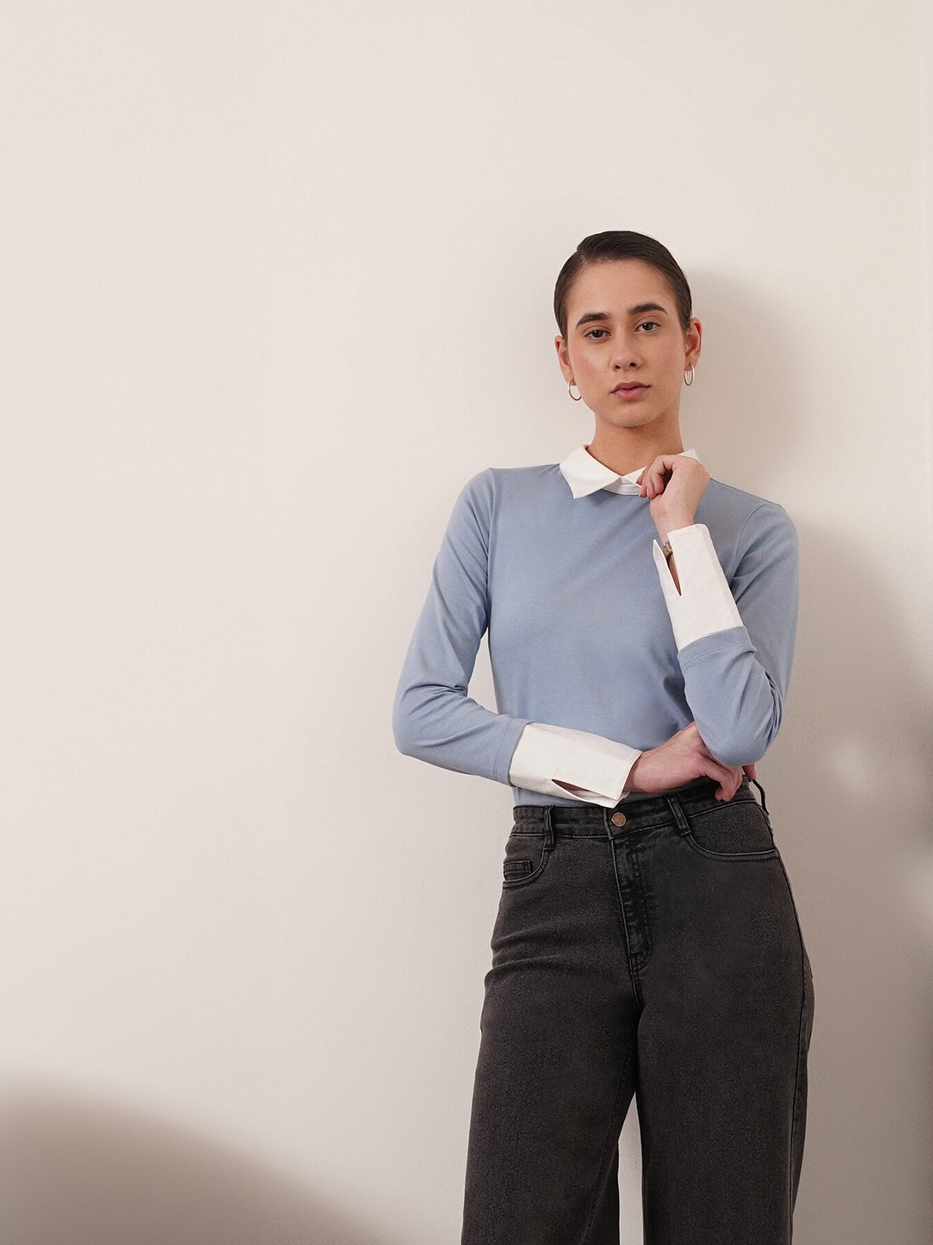 Cotton Collar Style Shirt - Blue