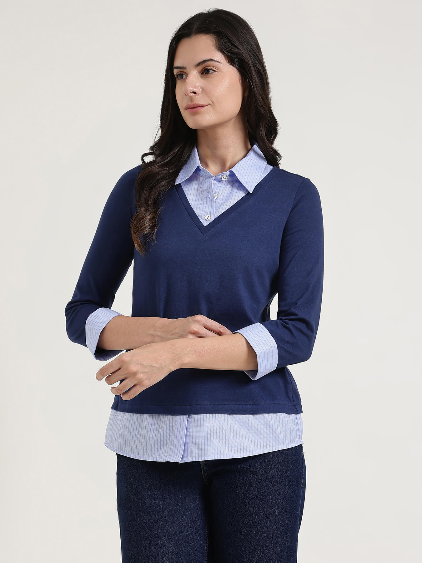 Collar Style Shirt - Navy Blue