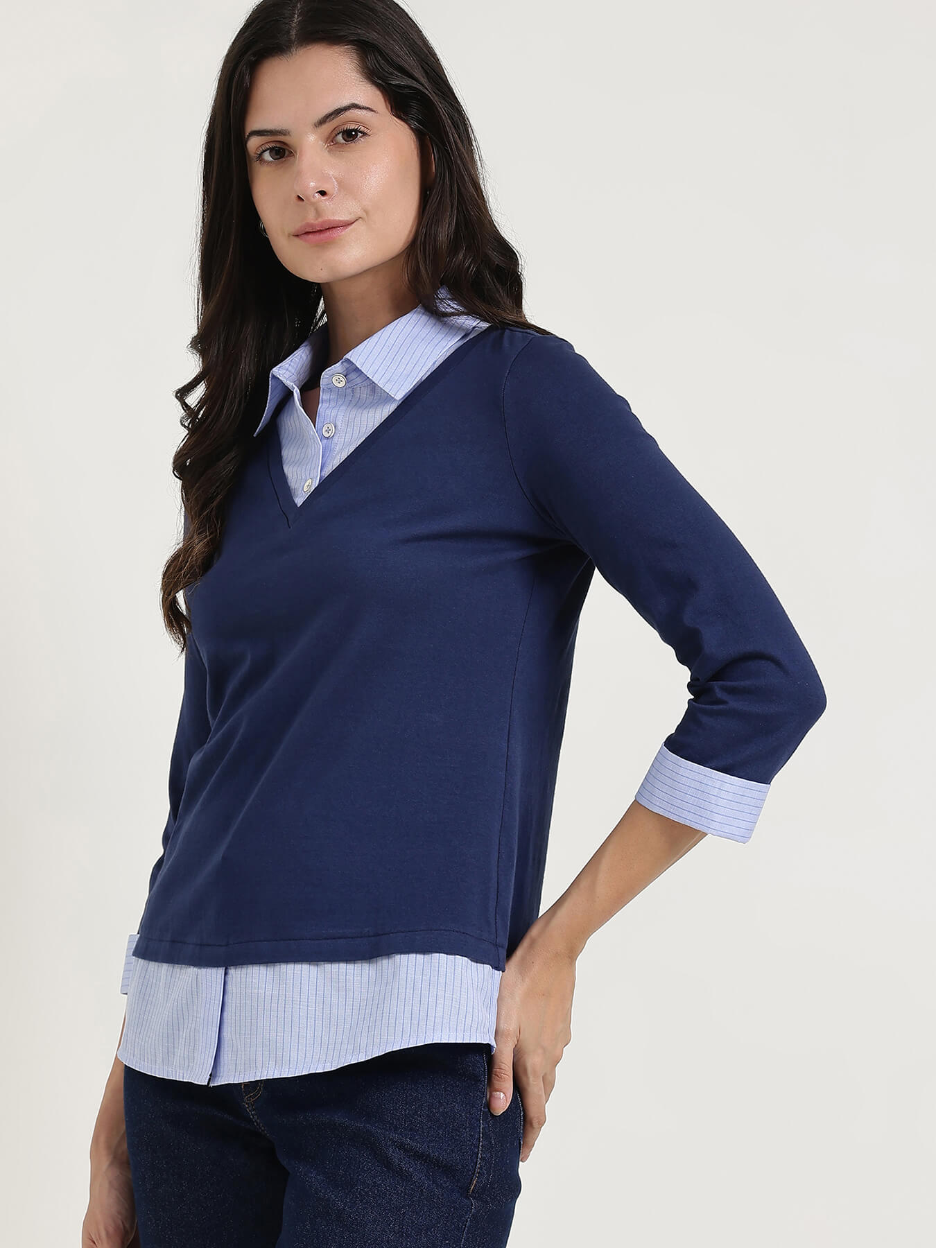 Collar Style Shirt - Navy Blue