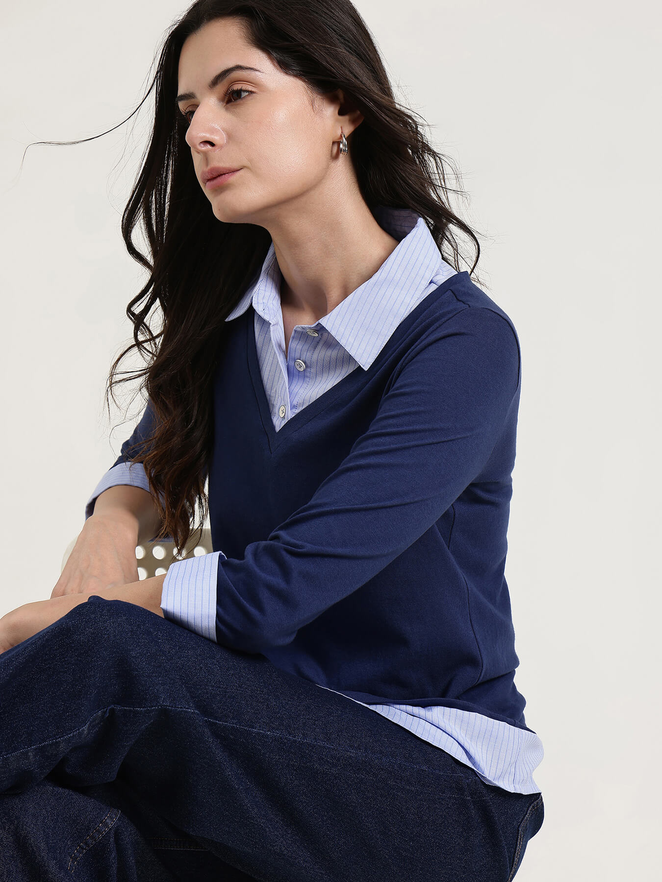 Collar Style Shirt - Navy Blue