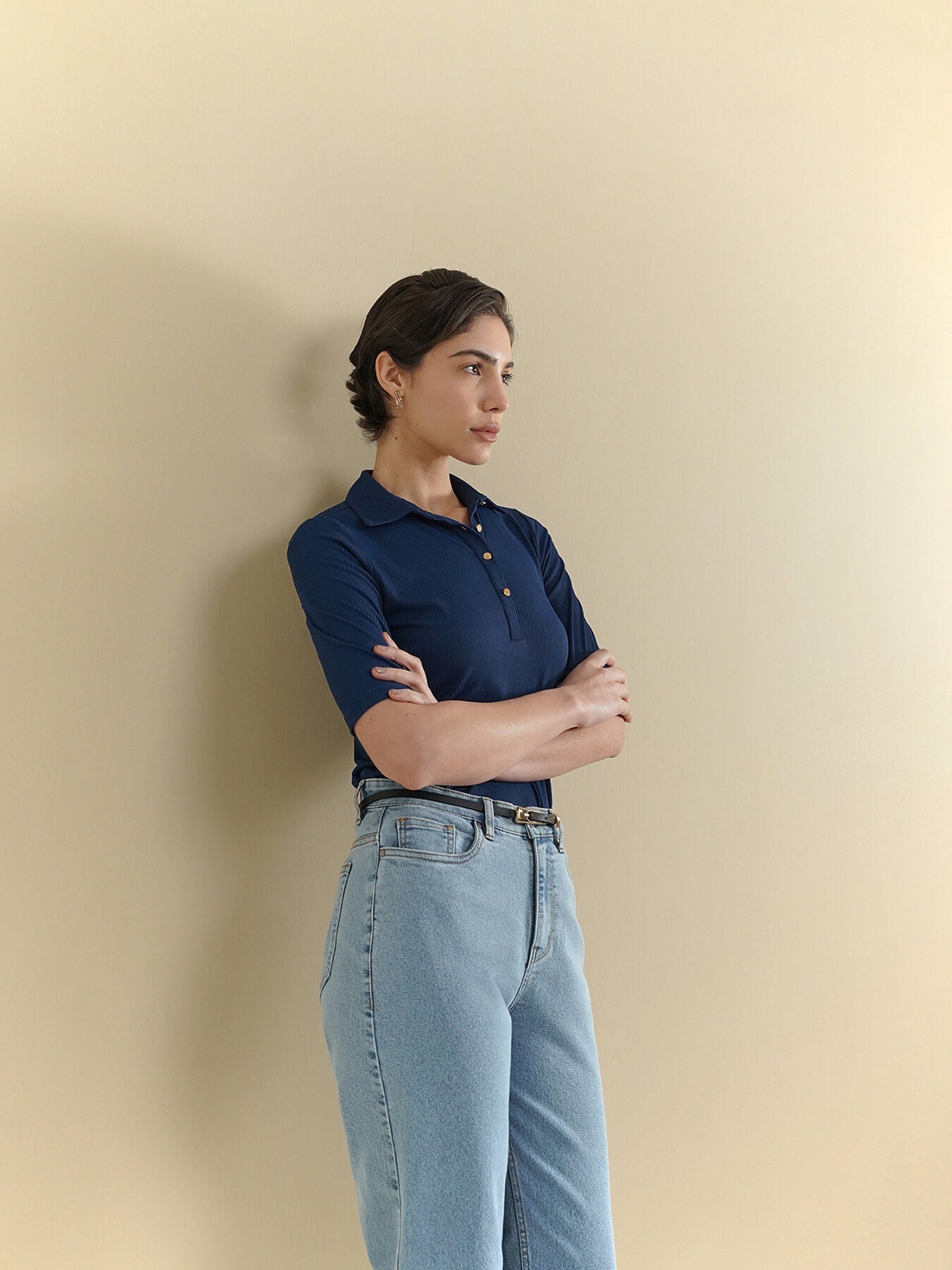 Ribbed Shirt - Navy Blue