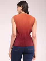 Ombre Pleated Top - Brown