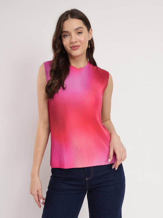 Ombre Pleated Top - Pink