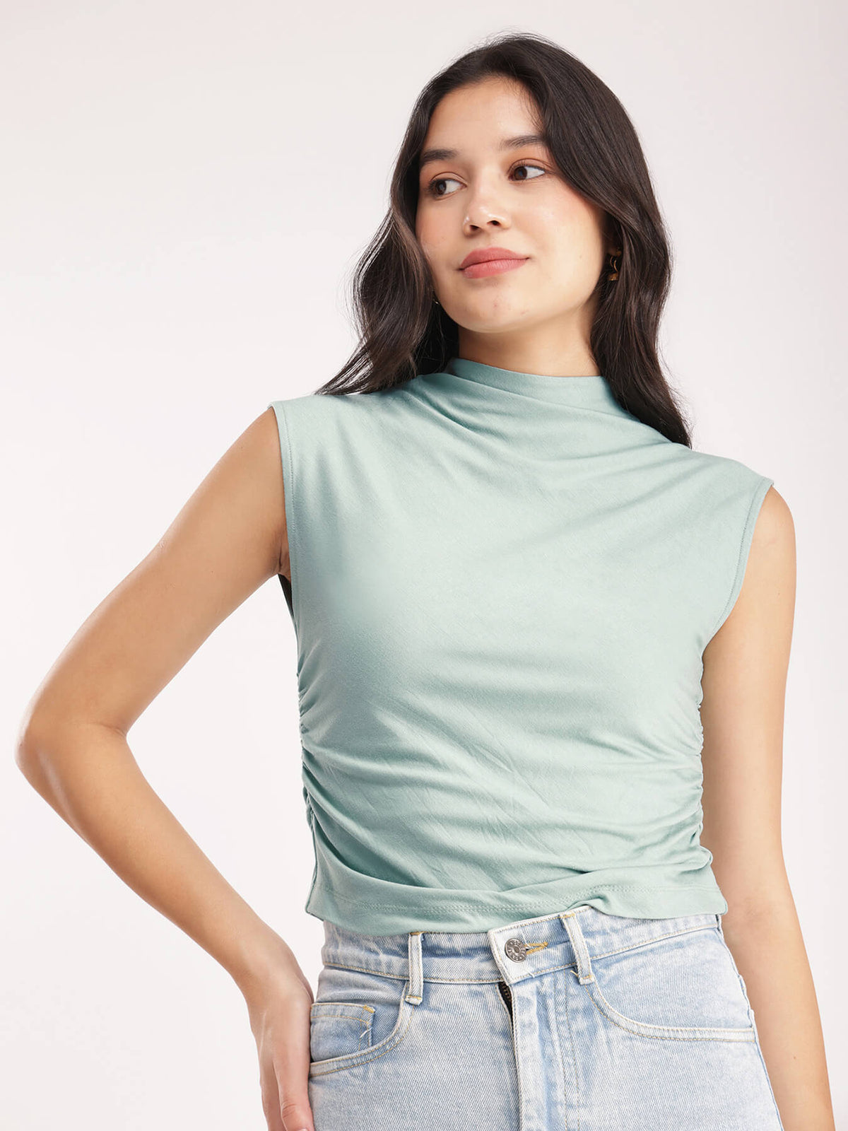 Ruched Top - Sap Green