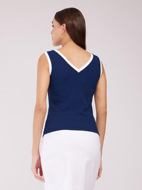 Rib Knit Top - Navy Blue