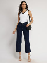 V-Neck Knit Top - White