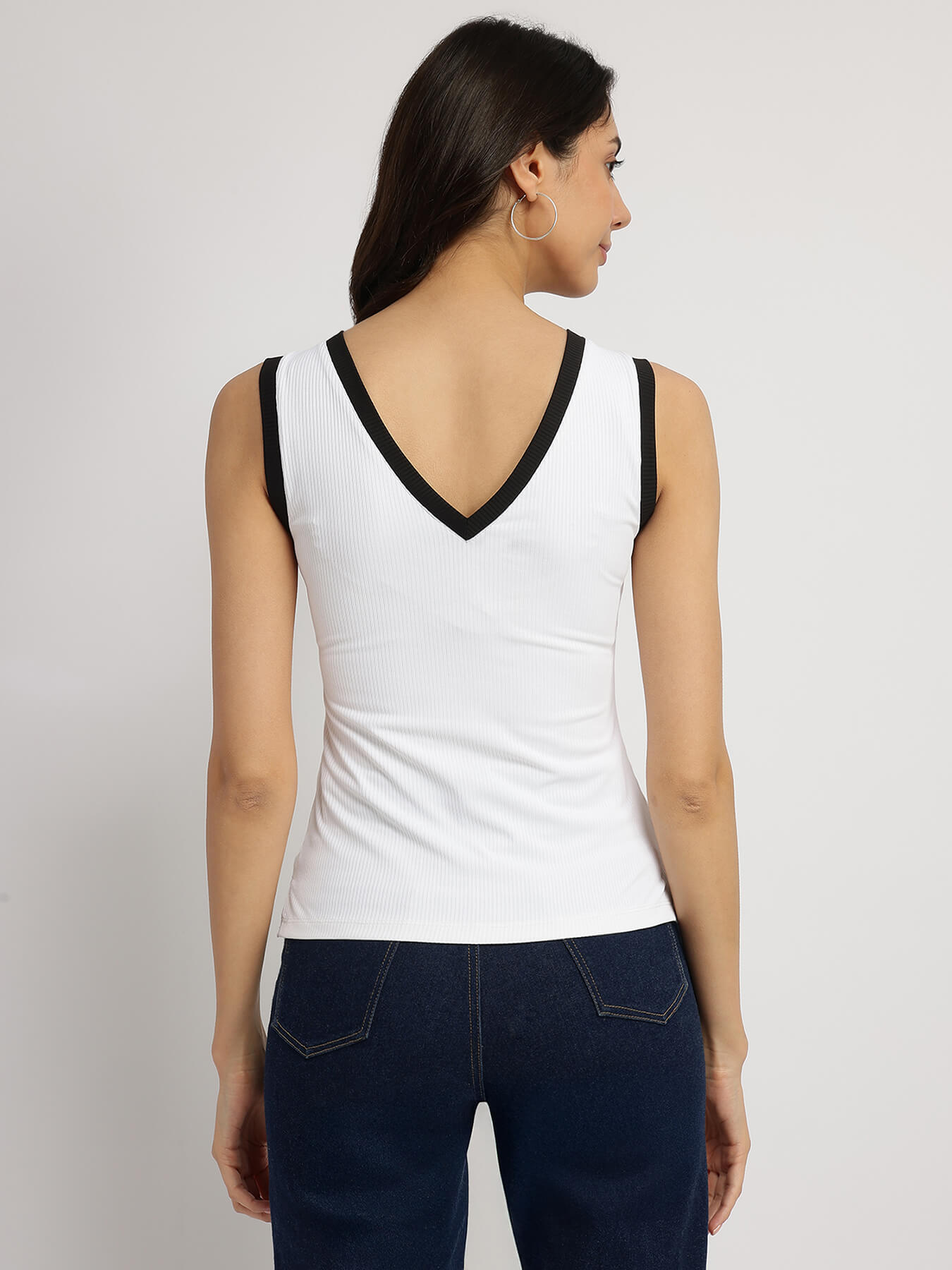 V-Neck Knit Top - White